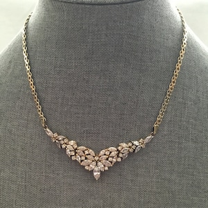 Italy 925 Sterling Silver Cubic Zirconia Gold Plated Chain Necklace Bridal Runway