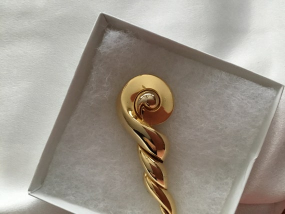 M JENT Gold Tone Twist Twisted Spiral Brooch Mode… - image 5