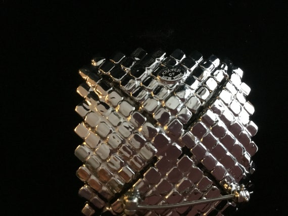 Kramer Square Rhinestone Brooch clear Vintage Sig… - image 7