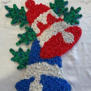 Christmas: Vintage Melted Plastic Popcorn Holiday Bells Decoration.