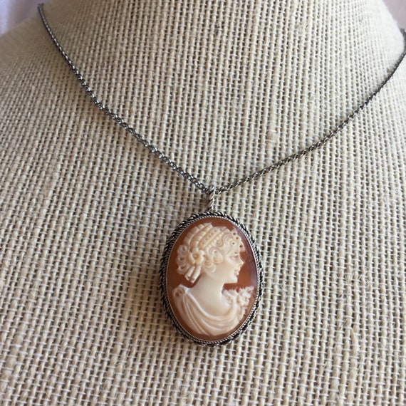Vintage Italian Signed Borriello Cameo Pin Pendan… - image 1