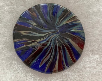Handmade Fused Glass Brooch Art Glass Wearable Art Round