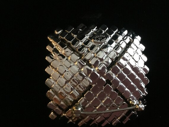 Kramer Square Rhinestone Brooch clear Vintage Sig… - image 6