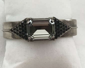 Sorrelli Double Twin Triangle Cuff Bracelet Antique Silver tone Vintage