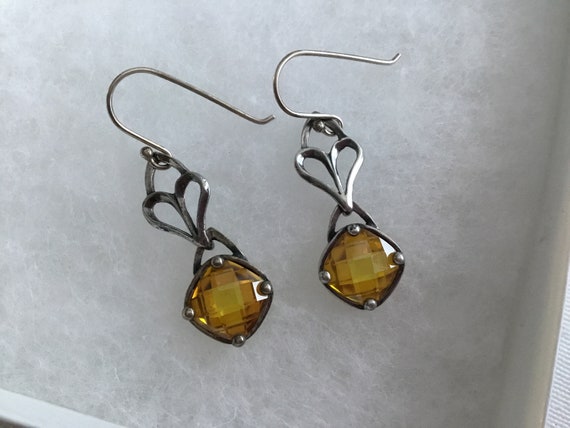 Faceted Glass Earrings with Diamond Chip Dangles Gold-plated Faceted Glass Earrings with Diamond Chip Dangles Gold-plated