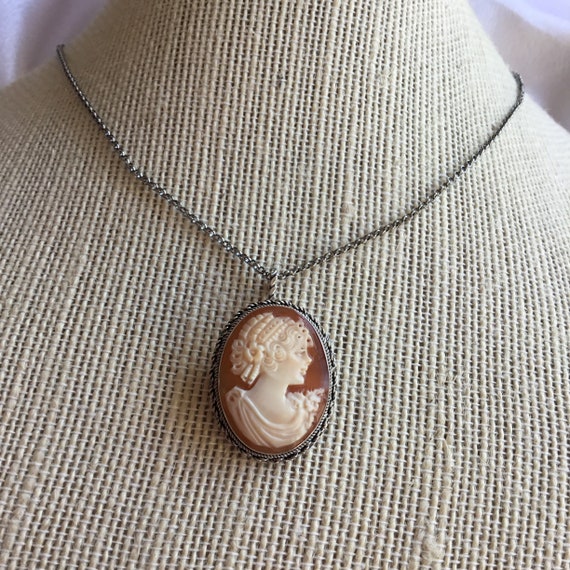 Vintage Italian Signed Borriello Cameo Pin Pendan… - image 2