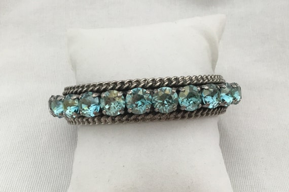 SORRELLI Light Blue Crystal Cuff Bracelet Designer Sorrelli Crystal Bracelet Blue Crystal Bracelet Prong Set Crystal Bracelet