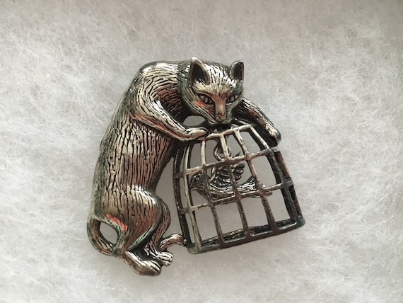 Sterling silver cat brooch online