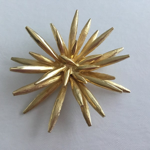 Boucher Goldtone Star Burst Brooch Signed numbered