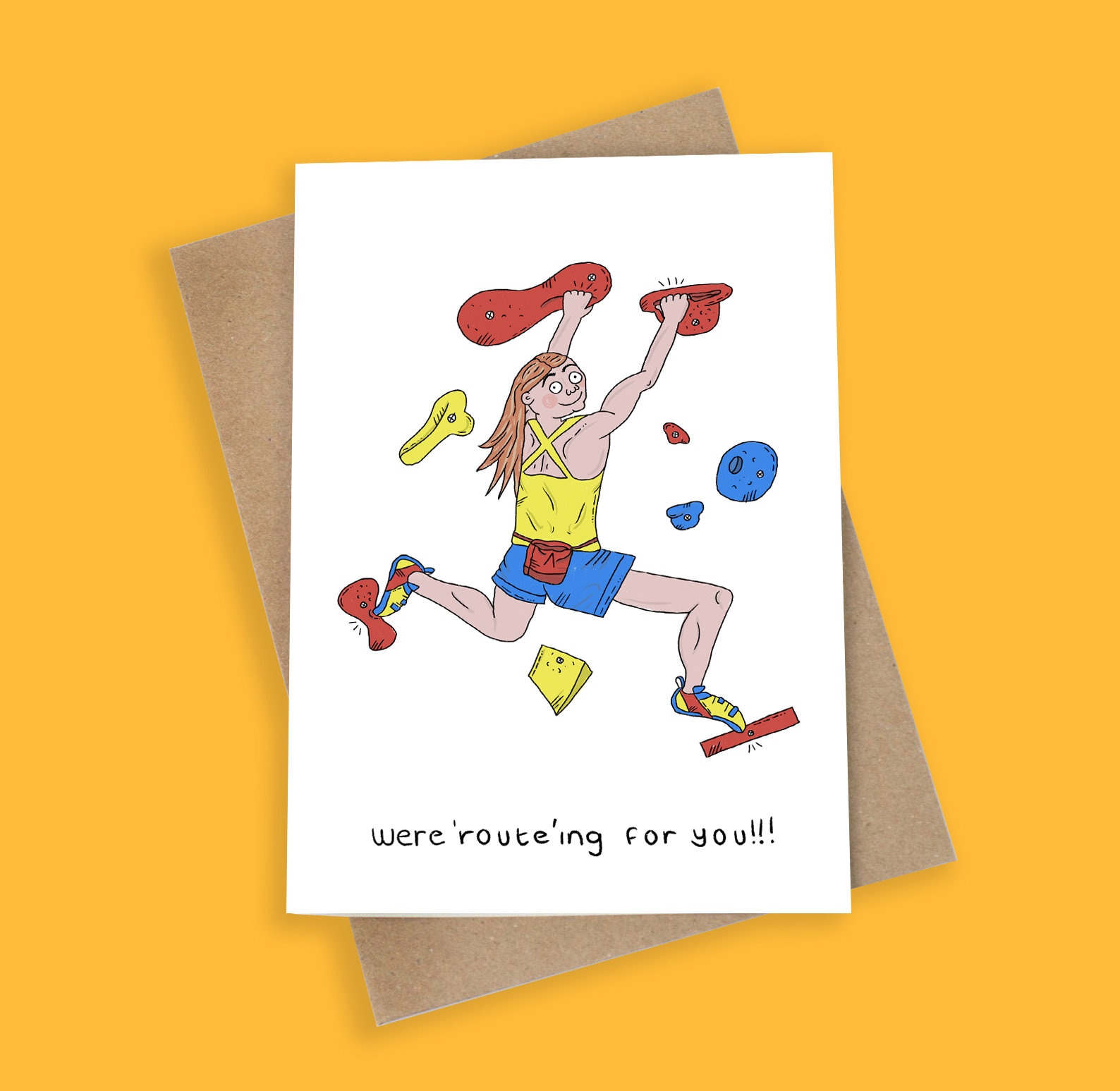 Rock Climbing Card Good Luck Card Pun Card Were Routeing Etsy