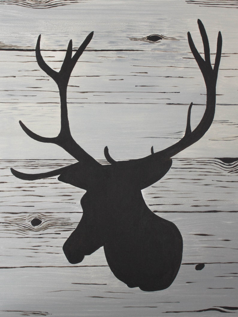Deer Head Painting Large Original Acrylic Hand Painted on Etsy