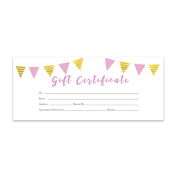 pink gold banner gift certificate download premade gift etsy