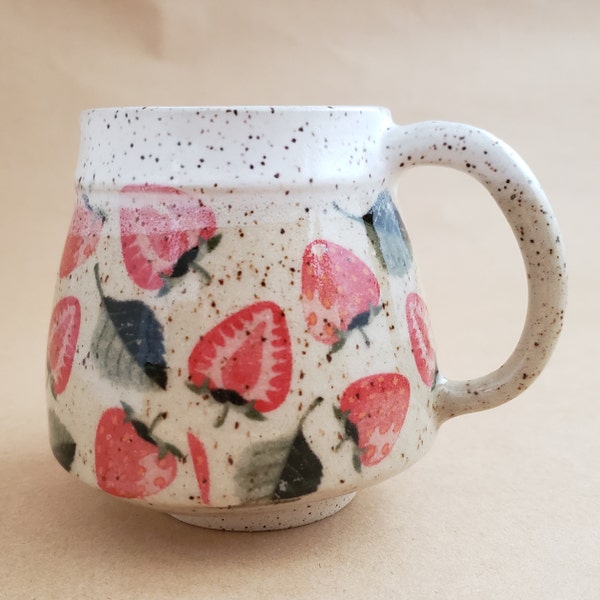 Handmade Ceramic Mug - Strawberries and Cream!