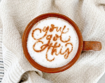 Coffee Stencil Art, You Got This Art Latte Cappuccino Art Stencil, Love You Stencil, Cookie Stencil, DIY Coffee Art, Coffee Art, Calligraphy