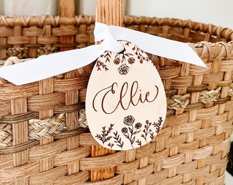 Easter Basket Tag, Easter Name Tag, Easter Egg Basket Tag, Easter Name Tag, Wood Name Tag, Calligraphy Name Tag, Easter Basket Idea for Kids