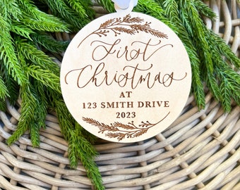 First Christmas in our New Home Address 2023 Ornament, First Christmas Ornament, Gift for new home owners, Gift for Newlyweds, New House