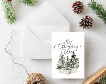 Christmas Card, Modern Christmas Card, O Christmas Tree Christmas Card, Vintage Inspired Christmas Card, Hand Calligraphy Design
