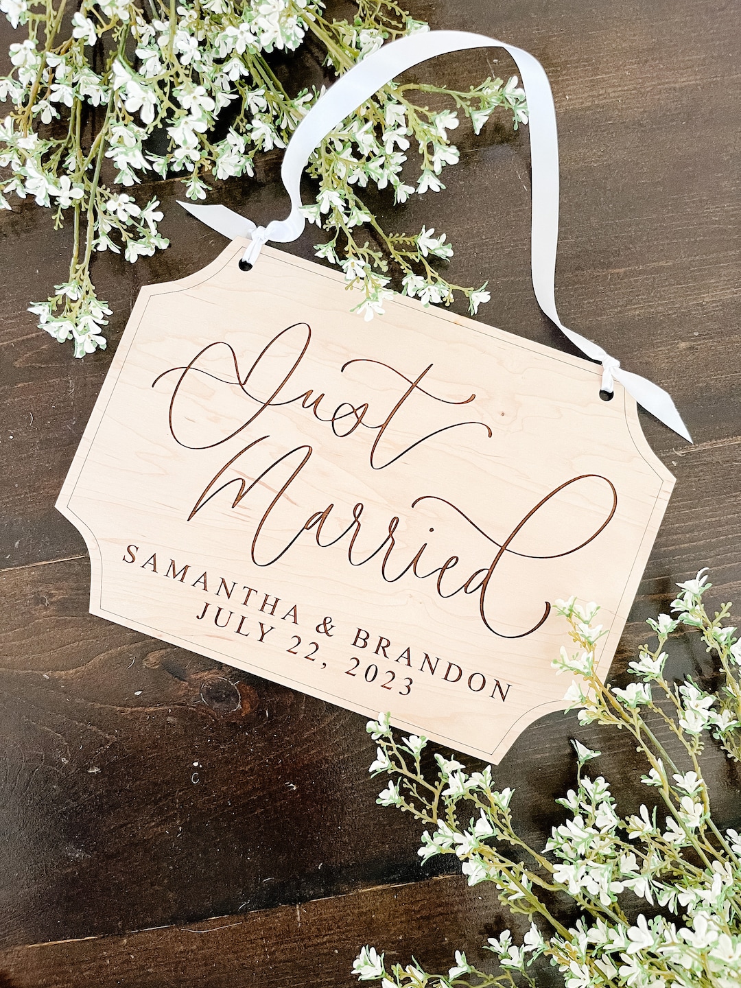 Just Married Wood Sign, Custom Personalized Just Married Sign for