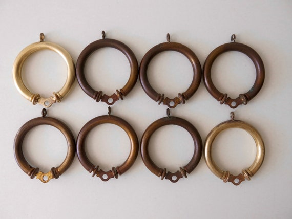 Antique Curtain Rings Set Of 8 Large Brass Drapery Rings Etsy