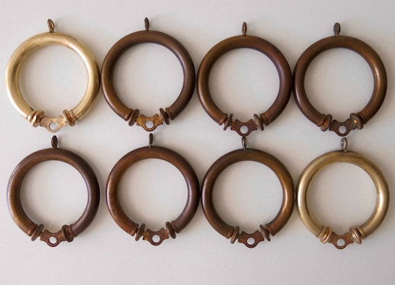 Antique Curtain Rings Set Of 8 Large Brass Drapery Rings Etsy