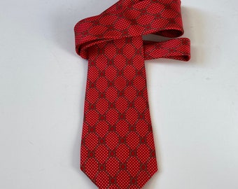 VINTAGE LANCEL TIE - Red Lancel silk tie with rope pattern circa 1985