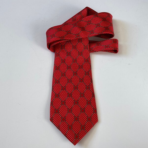 VINTAGE LANCEL TIE - Red Lancel silk tie with rope pattern circa 1985