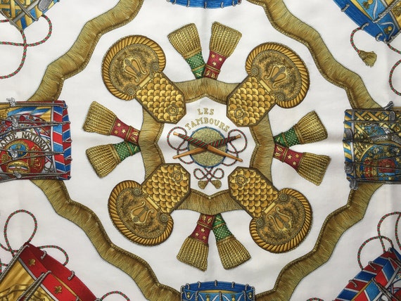 VINTAGE HERMES SCARF - Multicolored "Les Tambours… - image 5