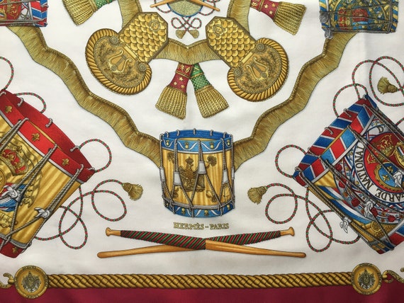 VINTAGE HERMES SCARF - Multicolored "Les Tambours… - image 4