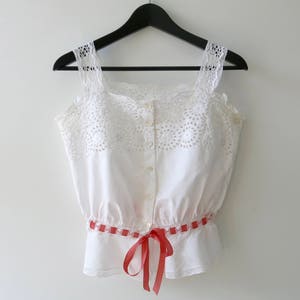 VICTORIAN EMBROIDERED CAMISOLE - Richly hand embroidered French undershirt with ajour work