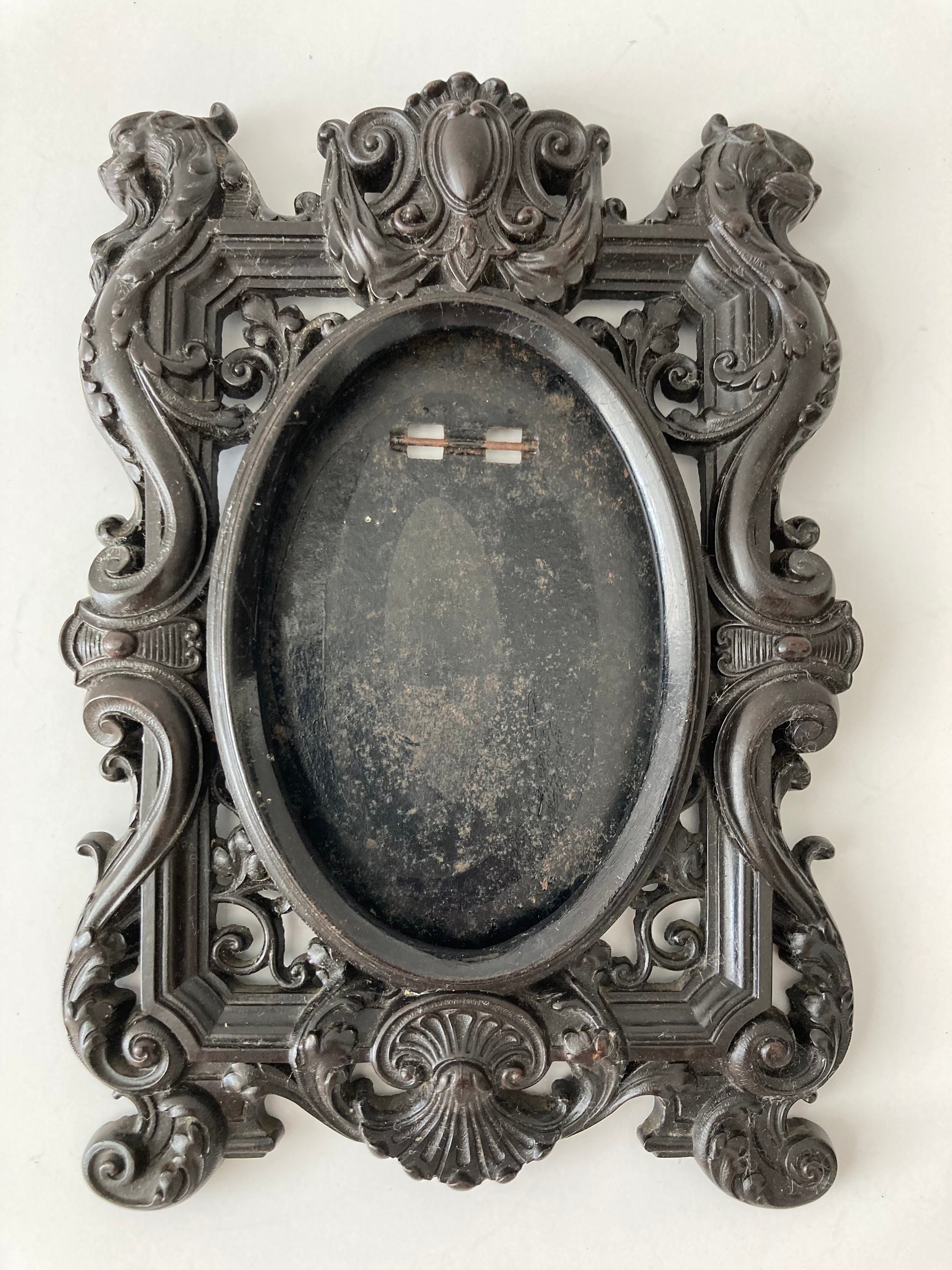 EARLY PLASTIC FRAME 19th Century French Renaissance Style Black Picture