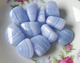 Blue Lace Agate Tumble Stones Large || AAA grade Gemstone || Crystal Pocket Rock