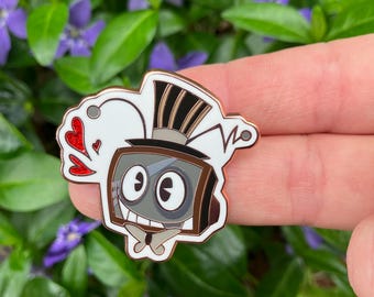 In hand- VoxRoach / ProtoVox hard enamel pin, Hazbin Hotel, copper plating