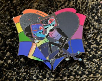 Pride VoVo Enamel Pin – Pilot Vox & BoxVox Vincent, Hazbin Hotel Fanmerch