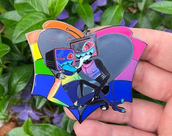 Pride VoVo Enamel Pin – Pilot Vox & BoxVox Vincent, Hazbin Hotel Fanmerch