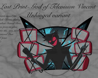 Unhinged God of Television- Vincent Whittman pin preorder - hazbin hotel