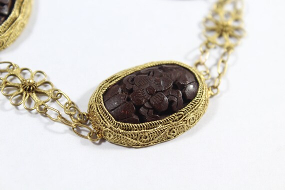 Antique Chinese Vermeil Filigree Dark Brown Cinna… - image 3