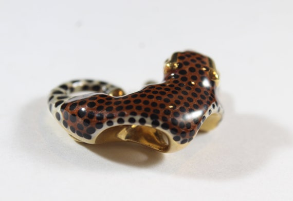 Vintage 14k Gold Enamel Jaguar Big Pendant - image 6