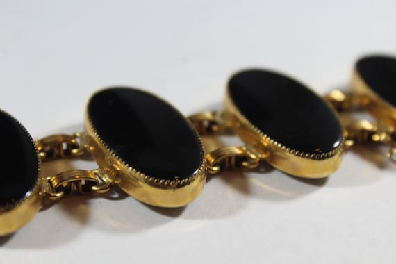 Antique 12k Gold Filled Natural Black Onyx Bracel… - image 5