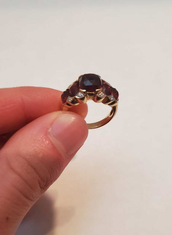 Antique Victorian 8k Gold Diamond Garnet Ring - image 5
