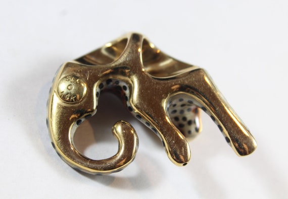 Vintage 14k Gold Enamel Jaguar Big Pendant - image 8