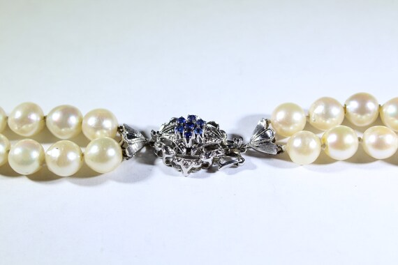 Vintage 750 White Gold Sapphire Baroque Double St… - image 3