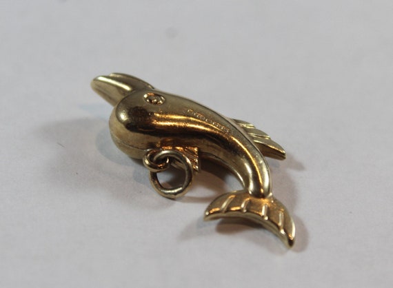 Vintage 9k Gold Cute Cartoon Dolphin Fish Charm P… - image 4