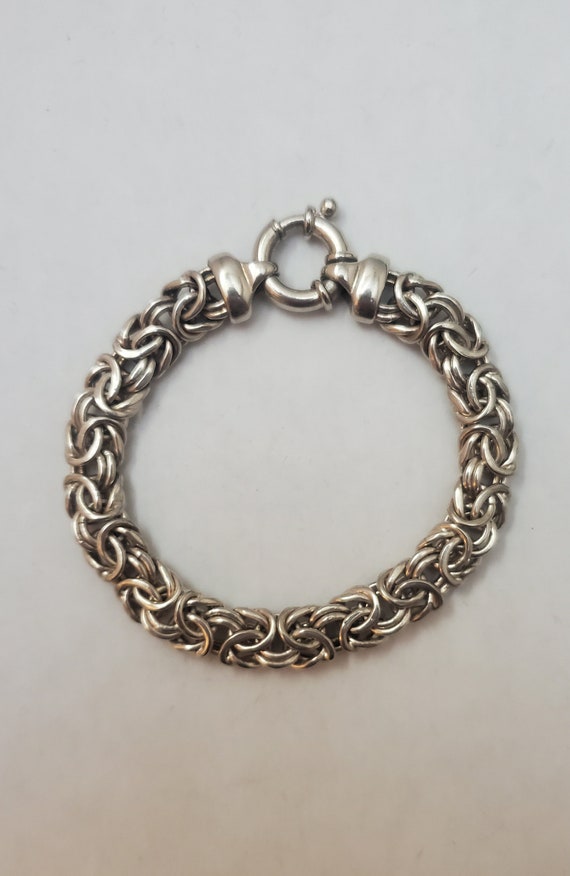 925 Sterling Silver Byzantine 8 inch Link Bracelet