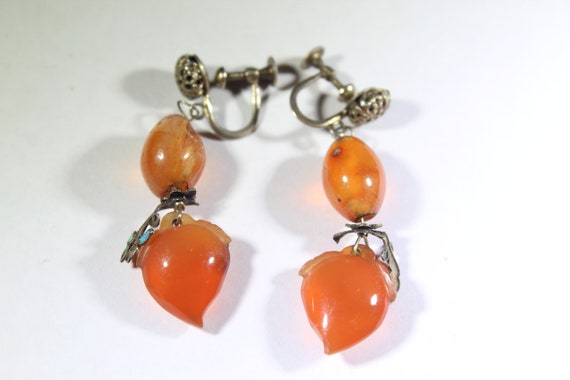 Antique Chinese Sterling Silver Carnelian Kingfis… - image 3