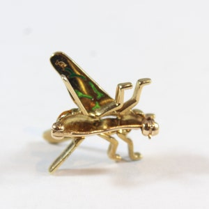 Vintage 14k Gold Green Enamel Fly Bug Brooch image 6