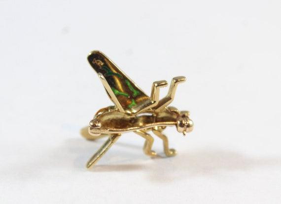 Vintage 14k Gold Green Enamel Fly Bug Brooch - image 6