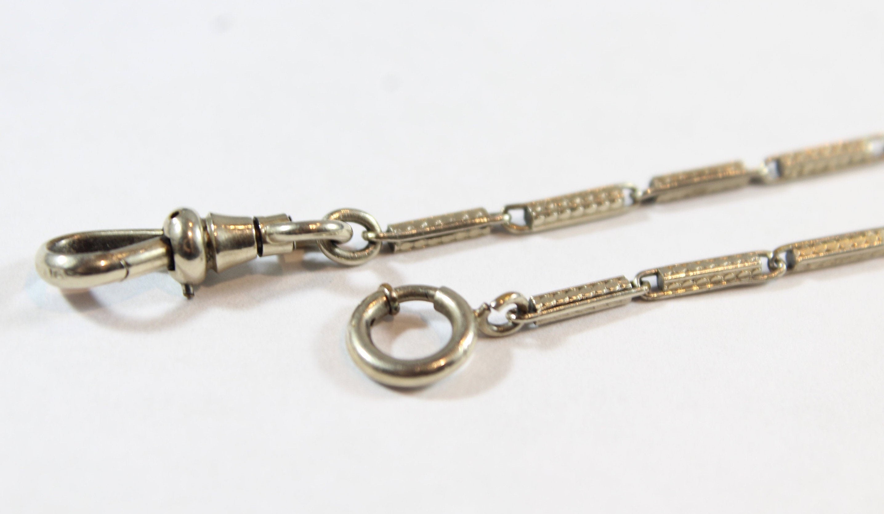 Antique Simmons 14k White Gold Link Pocket Watch Chain - Etsy