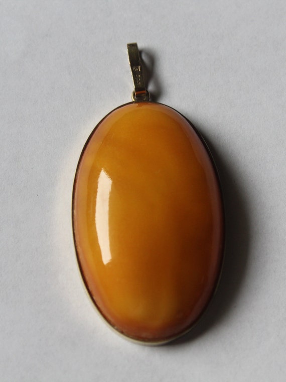 Antique Art Deco 333k Gold Amber Pendant - image 1