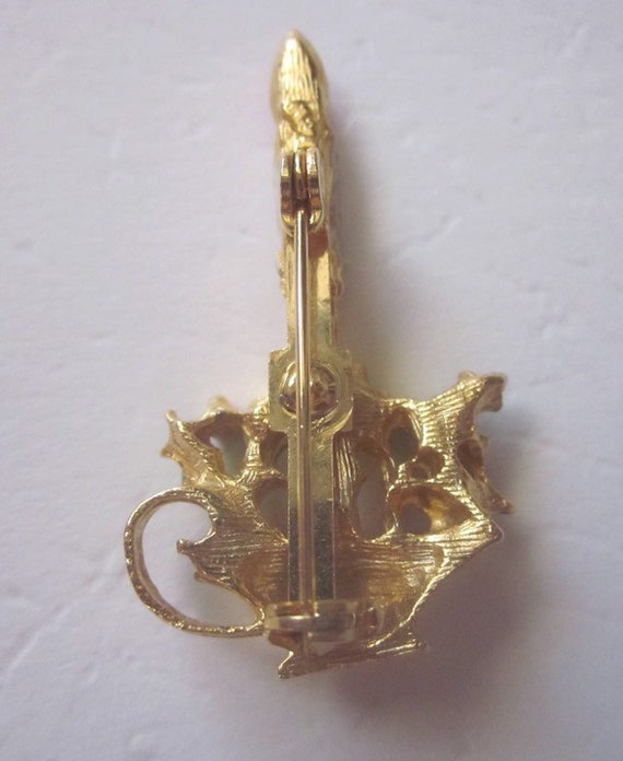 Vintage Gold Tone Christmas Candle Light Pin Broo… - image 3
