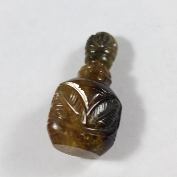 Antique Carved Leaf Tourmaline Tiny Perfume/Sniff… - image 4